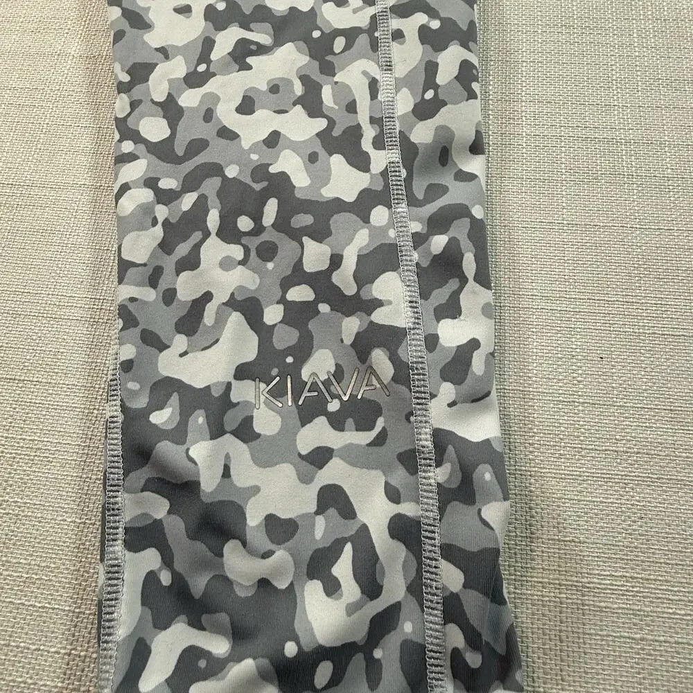 Kiava High Waist Camo Leggings M Gray Workout Capri 7/8 Length Pockets Stretch - Picture 6 of 6